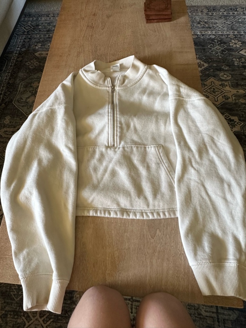 PINK Victoria's Secret Cream Half-Zip Pullover